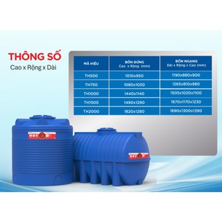[GIAO MIỀN NAM] Bồn nước nhựa Đại Thành Thế Hệ Mới Đứng 500D 1000D 1500D 2000D - Chính hãng, Bảo hành 25 năm