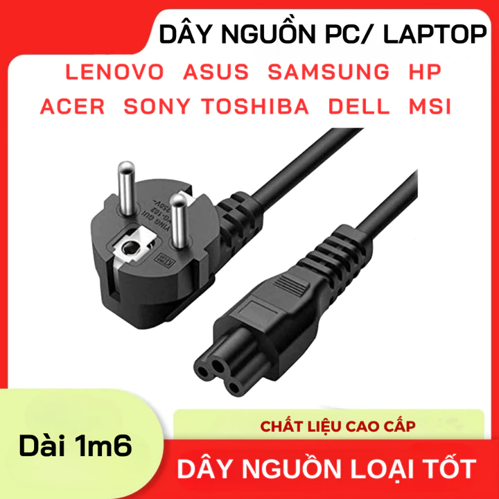 Dây cáp nguồn laptop đủ các dòng laptop, dây nguồn sạc laptop ACER ASUS DELL LENOVO HP MSI SONY SAMSUNG MSI TOSHIBA