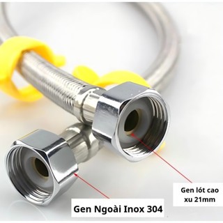 Bộ dây cấp nước nóng lạnh 3 lớp 2 đầu ốc bằng inox 304 dùng cho vòi chậu rửa, lavabo, bồn cầu
