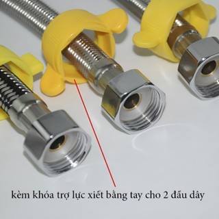 Bộ dây cấp nước nóng lạnh 3 lớp 2 đầu ốc bằng inox 304 dùng cho vòi chậu rửa, lavabo, bồn cầu