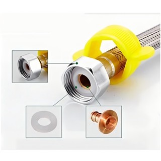Bộ dây cấp nước nóng lạnh 3 lớp 2 đầu ốc bằng inox 304 dùng cho vòi chậu rửa, lavabo, bồn cầu