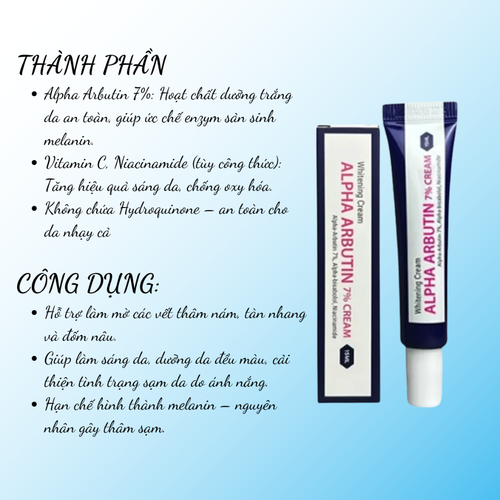 [HÀNG CTY] Kem Mờ Thâm Nám Arbutin Forte 7% Hỗ Trợ Dưỡng Trắng, Làm Thâm Sạm 15ml DrMelaxin