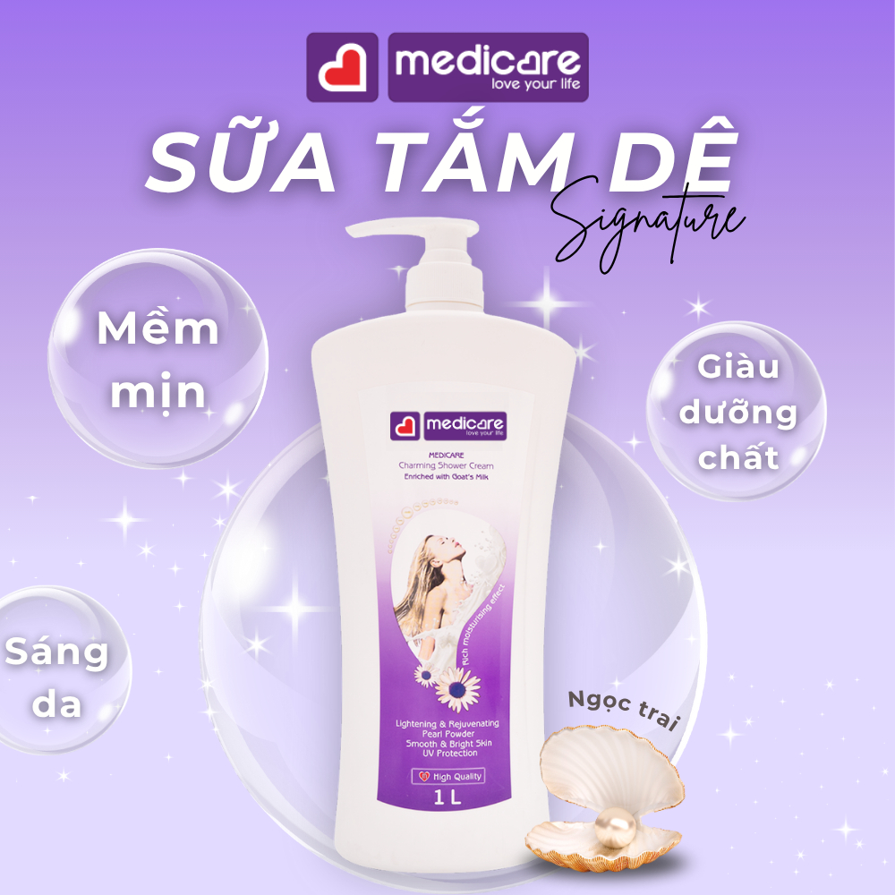 Sữa tắm dê ngọc trai MEDiCARE sáng da 1 lít