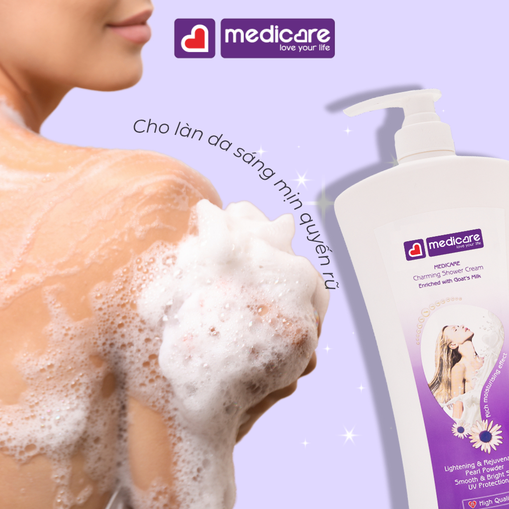 Sữa tắm dê ngọc trai MEDiCARE sáng da 1 lít