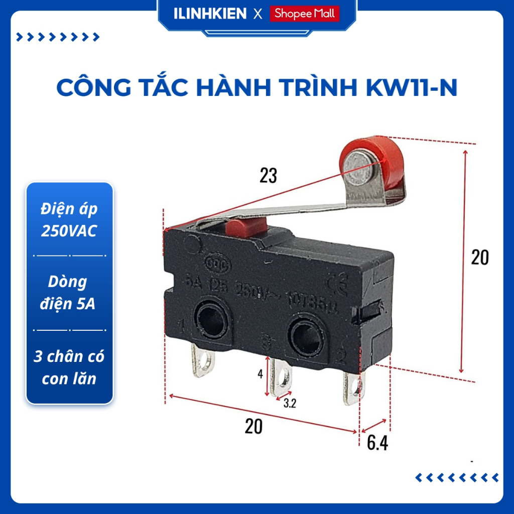 Công tắc hành trình KW11-N 3P có con lăn chất lượng cao ilinhkien