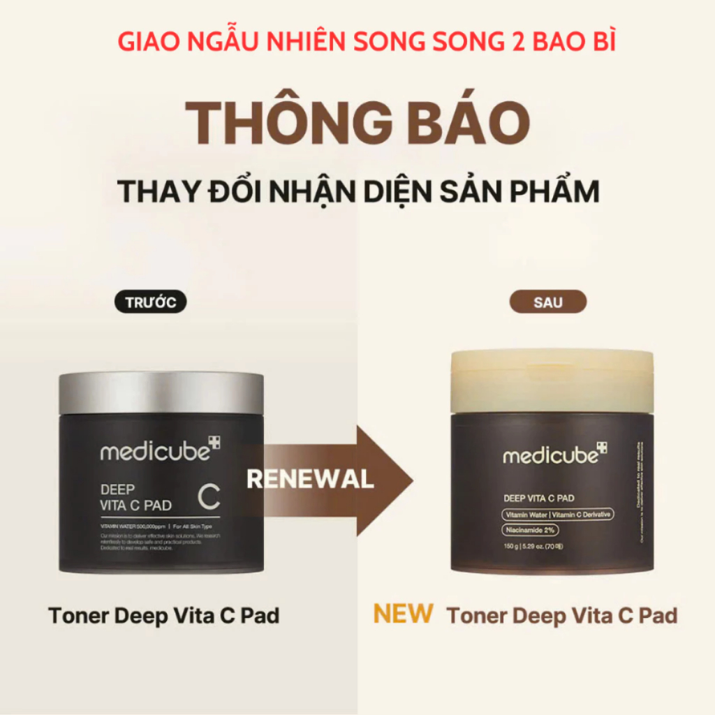 Toner Trắng Da, Mờ Thâm Medicube Deep Vita C Pad 150g/ 70 miếng