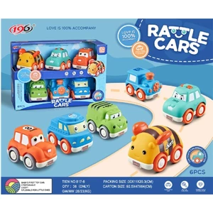 Set 6 Xe Nhựa Dẻo Ô Tô Hoạt Hình Xe Đồ Chơi Dành Cho Bé Xe Rattle Cars Xe Poli Hộp 8 Xe Chạy Đà-Đồ Chơi PUPU HOUSE