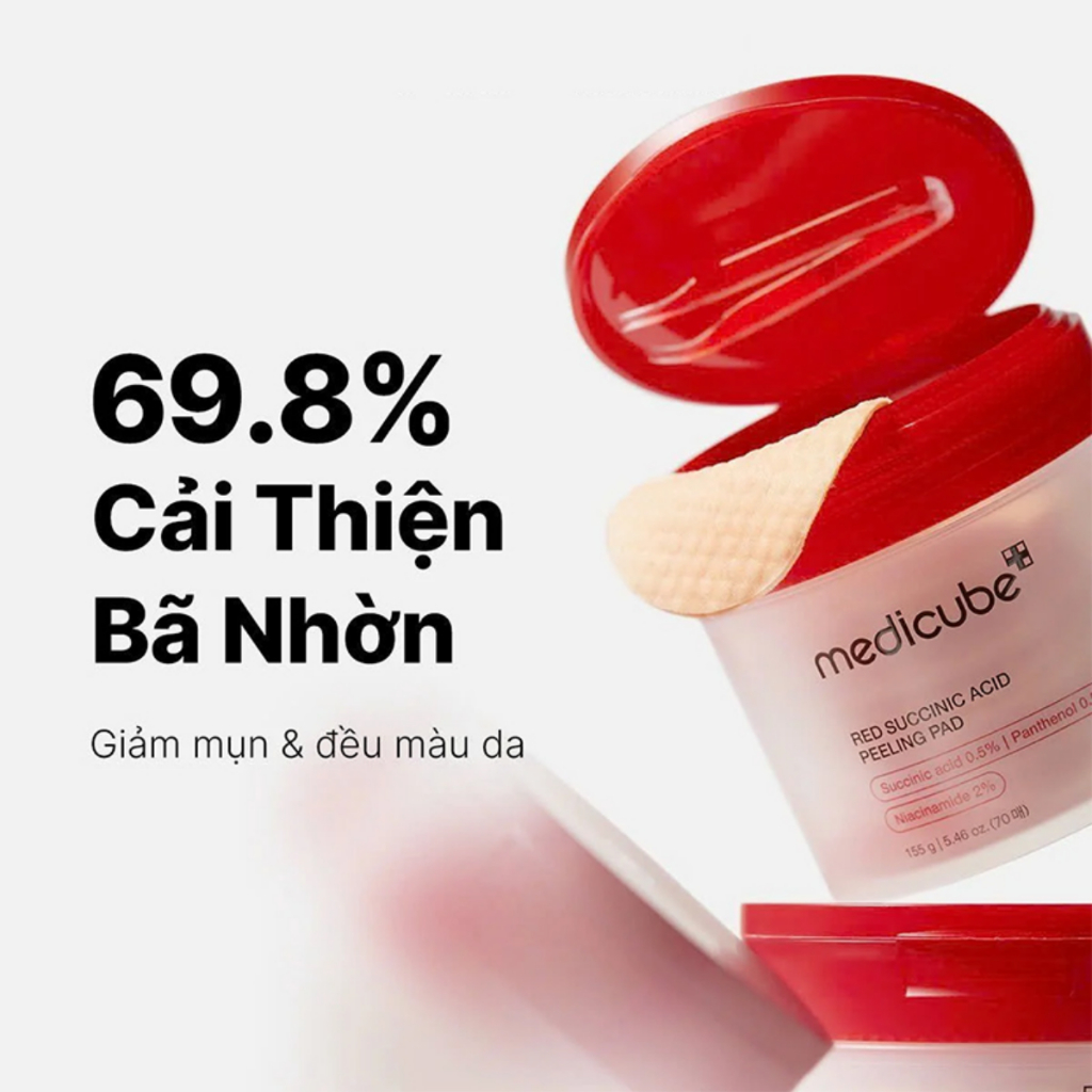 Toner Pad Hỗ Trợ Dịu Mụn Medicube Red Succinic Acid Peeling Pad 155g (70 miếng)