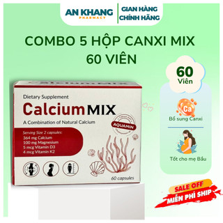 [COMBO 5 HỘP] Viên Uống Calcium MIX Hữu Cơ – Bổ Sung Canxi, Magie, D3K2 Nhập Khẩu Ba Lan Cho Mẹ Bầu, Ngừa Loãng Xương