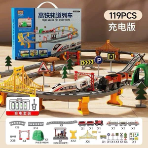 Đồ Chơi Tàu Lửa Kết Hợp Xe Ô Tô – Chạy Song Song, Đồ Chơi Tàu Cao Tốc Cho Bé