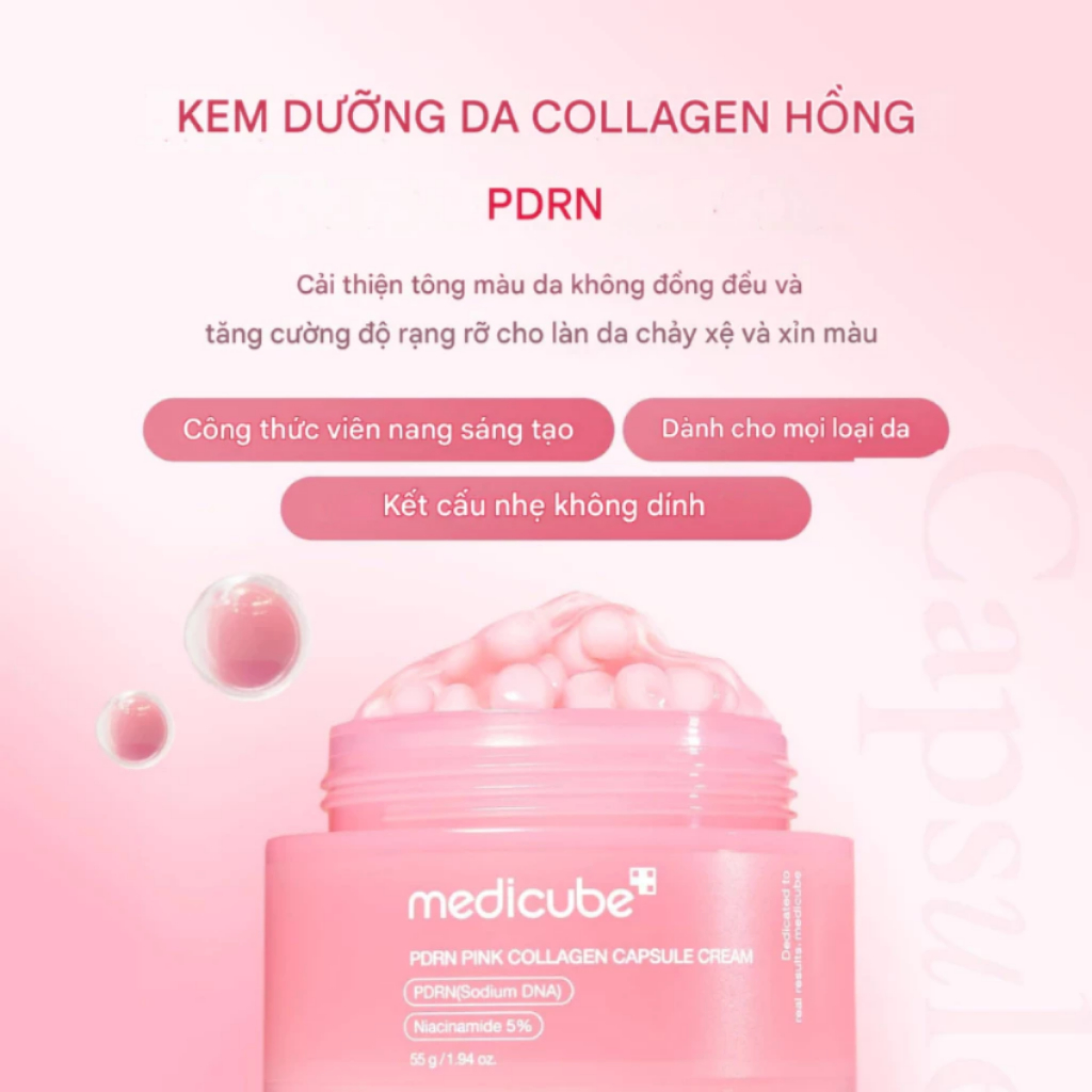 Kem dưỡng viên nang Medicube PDRN Pink Collagen Capsule Cream - 55g