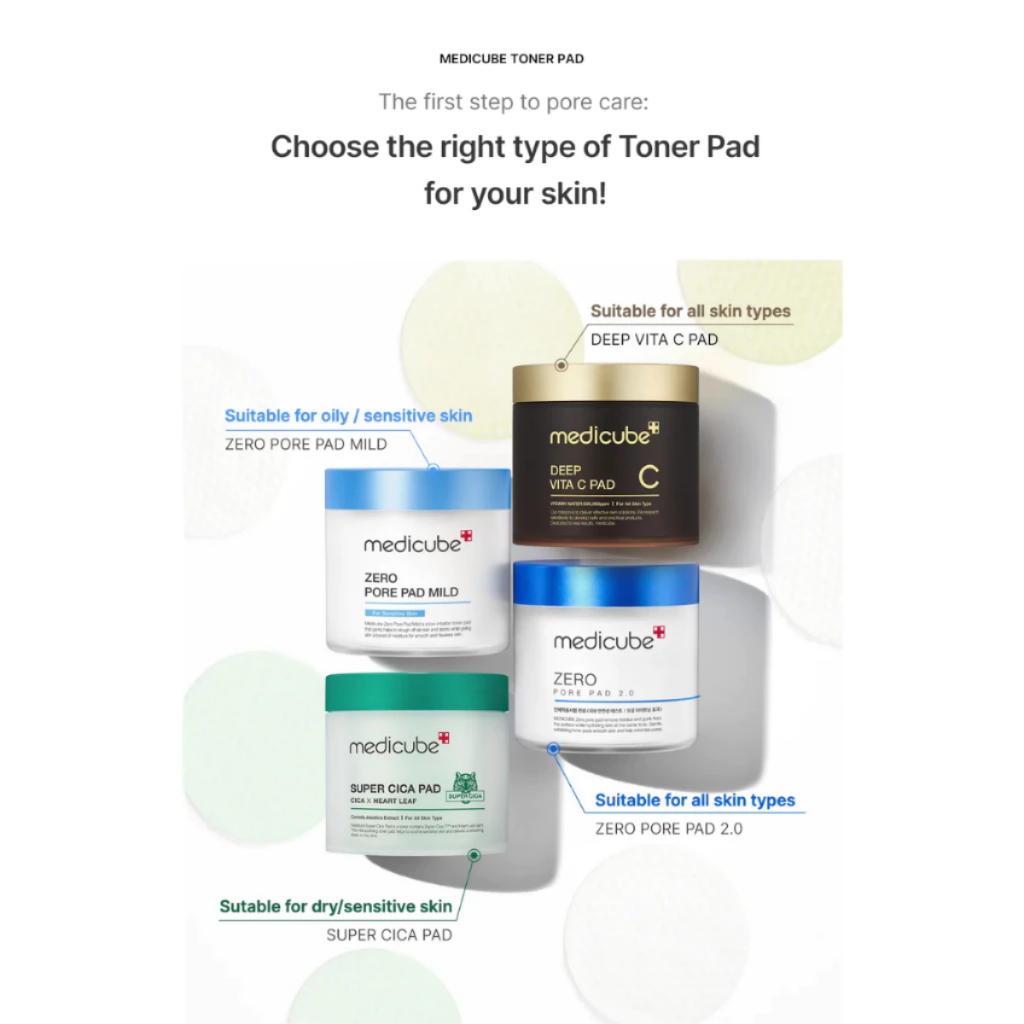 Toner pad MEDICUBE ZERO PORE PAD/VITA C/CICA/ZERO MILD/PEELING /PDRN 2.0 - 70 miếng/100 miếng