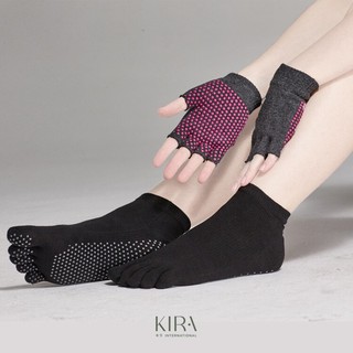Combo Găng Tay + Tất 5 Ngón Nữ Chống Trượt Tập Yoga, Gym, Pilates – Co Giãn, Thoáng Khí