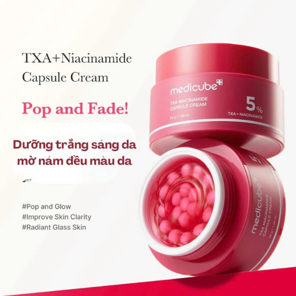 Combo Serum & Kem Dưỡng Medicube TXA + 15% Niacinamide Serum 30ml và TXA + Niacinamide Capsule Cream 55g