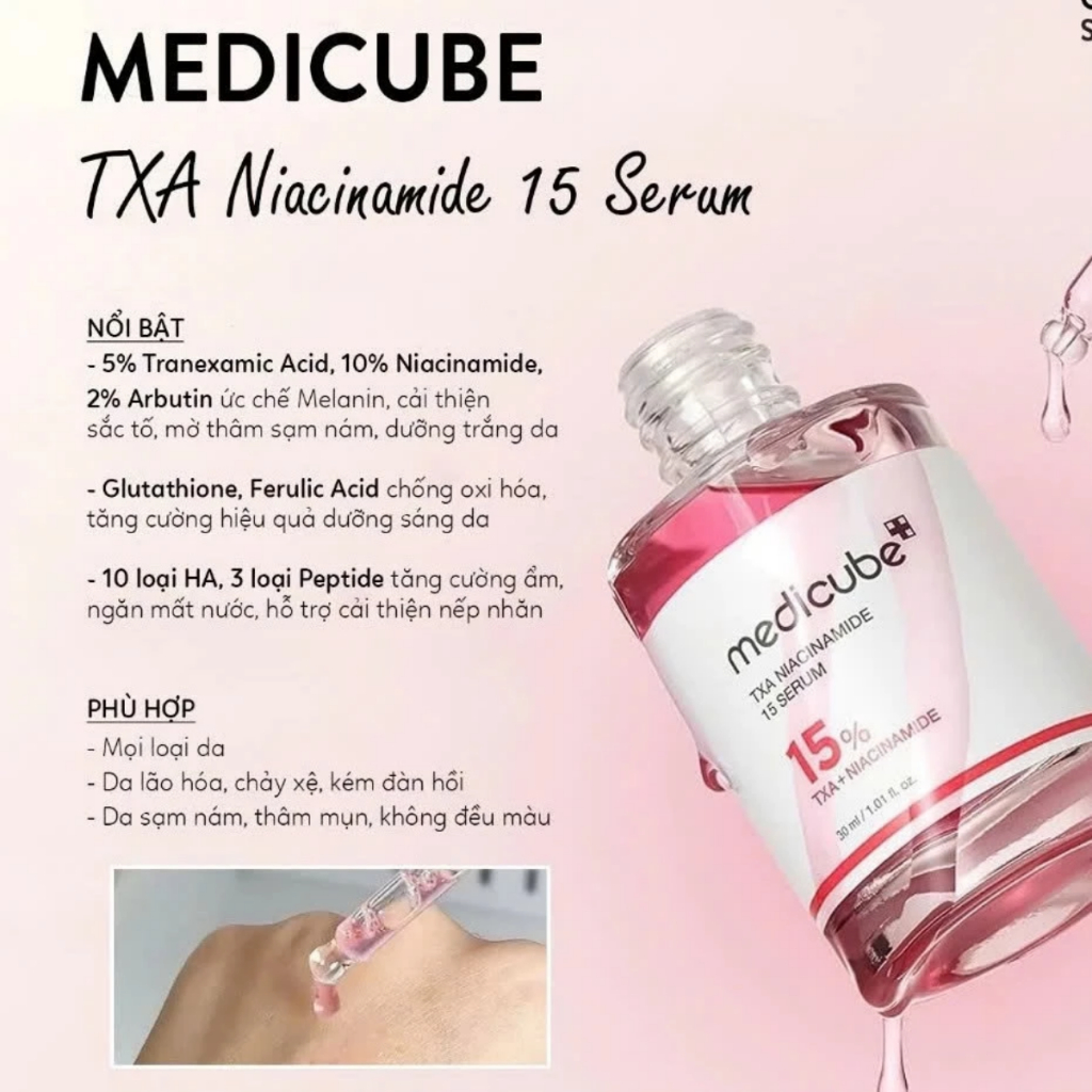 Combo Serum & Kem Dưỡng Medicube TXA + 15% Niacinamide Serum 30ml và TXA + Niacinamide Capsule Cream 55g
