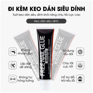 (KO ĐỤC LỖ)Móc treo đa năng, dán tường nhà bếp, chất liệu Thép Carbon cao cấp, trọn đời không gỉ sét