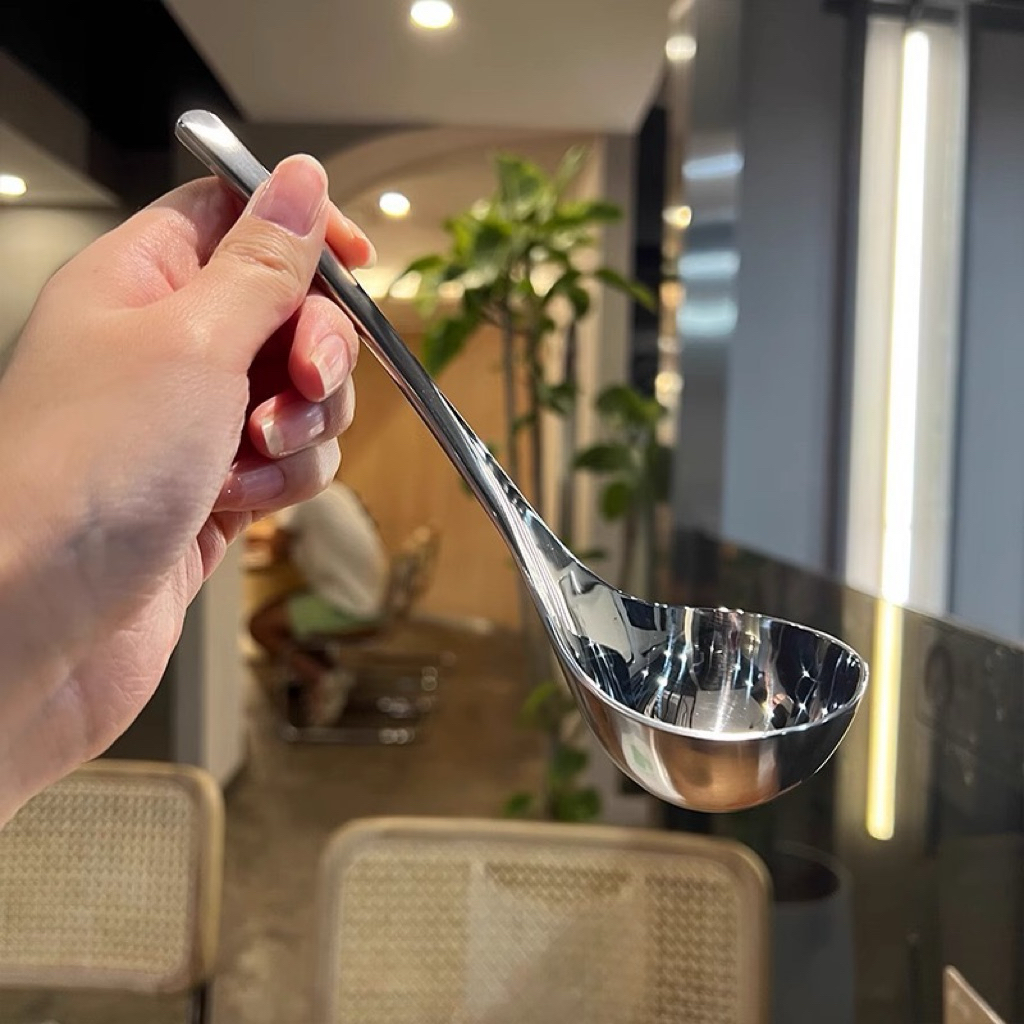 Muôi muỗng múc canh đầu tròn inox 304 cao cấp sáng bóng - M34