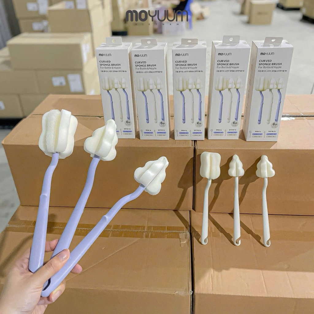 Cọ mút xốp Moyuum/Grosmimi/ Smart tree rửa bình sữa vệ sinh cho bé