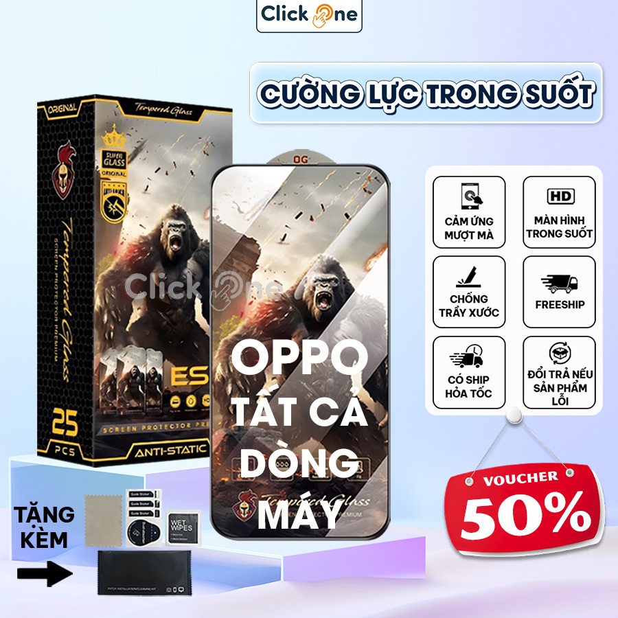 Kính cường lực Oppo Reno 14,14F,A5X,A73,A93,A3S,A1K,A18,A38,A36,A76,A98,A96,A54,A55,A31,A15,Reno 4,5,6,7,8,9,11F,12F,13F