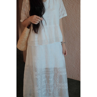 White swan set - Set áo váy dài tơ trắng Ma Vie