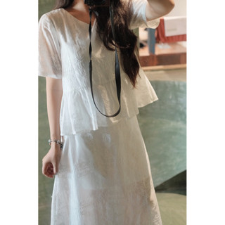 White swan set - Set áo váy dài tơ trắng Ma Vie