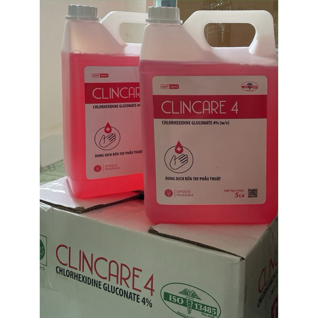 Can 5 lít nước rửa tay phẫu thuật ClinCare 4%.Dung dịch rửa tay ClinCare 4 bảo vệ đôi tay, an toàn khi sử dụng