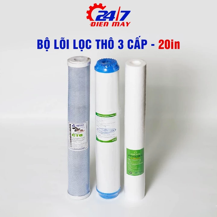 Bộ 3 lõi lọc thô 20 inch 1,2,3 lõi lọc công nghiệp, lọc nước đầu nguồn 20 inch