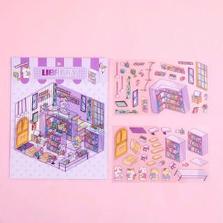 5 Chiếc [Dòng Lưu Trữ Phong Cảnh] Nhãn Dán Tạp Chí Dễ Thương Nhãn Dán, Sticker Không Gian 3D