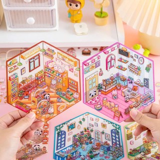 5 Chiếc [Dòng Lưu Trữ Phong Cảnh] Nhãn Dán Tạp Chí Dễ Thương Nhãn Dán, Sticker Không Gian 3D