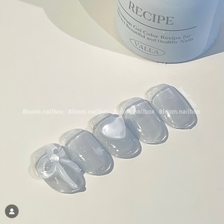 [B90] Nailbox thiết kế xanh ngọc trong trẻo nơ và tim nổi by Bloom nail ngắn xinh đi học đi chơi