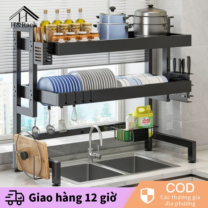 H&Rack 65-105cm Kệ đựng bát đĩa Trên Bồn Rửa Bát-kệ úp chén trên bồn ...