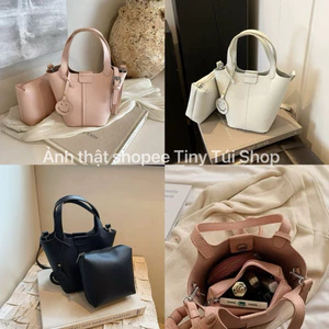 Túi xách dáng chậu tặng KÈM VÍ VÀ CHARM MẶT CƯỜI siêu xinh dễ thương