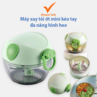 Máy xay tỏi ớt mini kéo tay đa năng hình heo kéo dây tiện lợi dễ sử dụng #A80