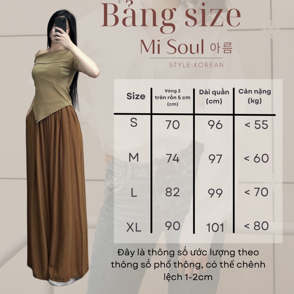 Quần Ống Rộng Vải Đũi MiSoul, Quần Đũi Suông Ống Rộng Cạp Chun Giả Váy Q26