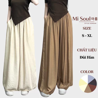 Quần Ống Rộng Vải Đũi BigSize MiSoul, Quần Đũi Suông Ống Rộng Cạp Chun Giả Váy 206