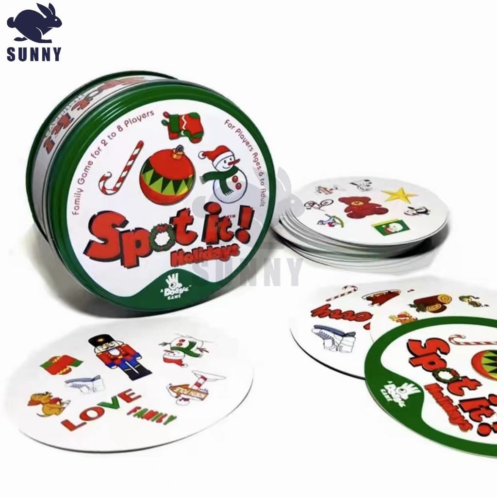 Trò chơi spot it món quà lý tưởng cho những người đam mê trò chơi bài dobble trong một hộp đầy màu sắc
