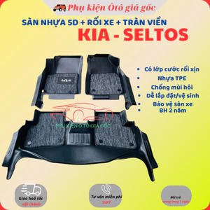 Thảm lót sàn NHỰA 5D TRÀN VIỀN xe Kia Seltos 2019 - 2025 Thảm NHỰA TPE 5D đúc nguyên khối theo xe - 2 hàng