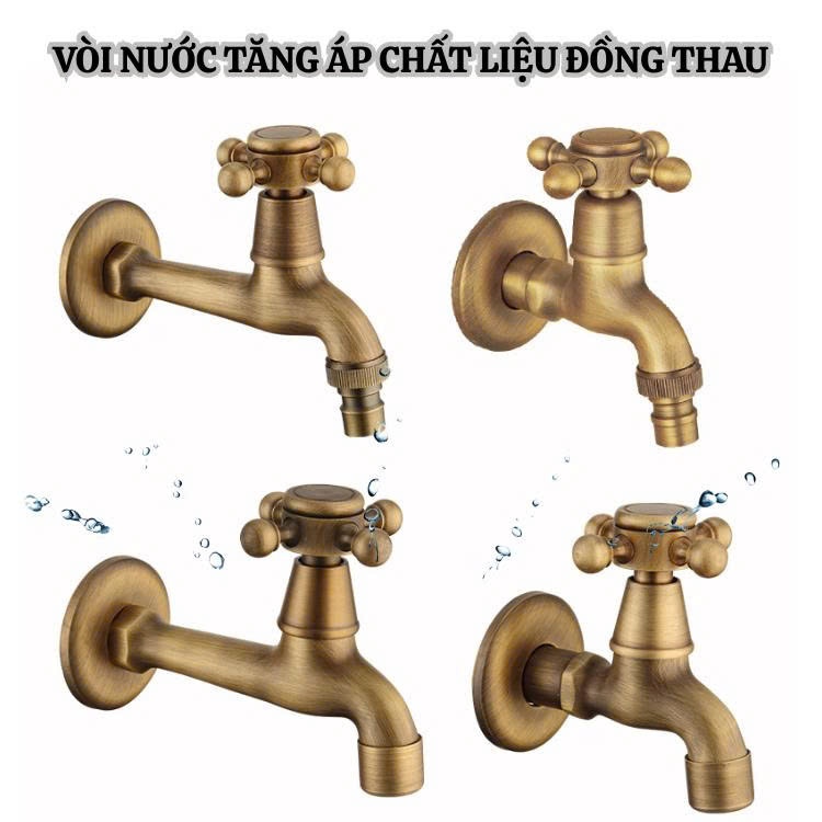 Vòi nước gắn tường cao cấp bằng đồng thau cổ điển, Vòi hồ rumine phong cách sang trọng