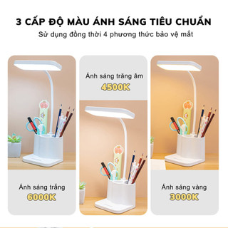 SUBOGDG Đèn bàn học đọc sách bảo vệ mắt TLDL cảm ứng 3 chế độ ánh sáng biến thiên có phân loại tích điện