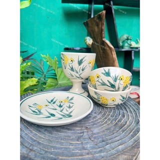 Chén/Tô/Dĩa/Thố Vẽ Tre + Chim Vàng Cao Cấp Mới Siêu Xinh Nhiều Kích Thước - Gốm Lái Thiêu - Gốm Nam Bộ
