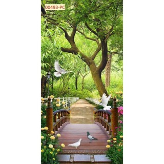 Tranh dán tường phong cảnh, dán phòng khách, phòng làm việc, nhà hàng tranh in trên chất liệu vải lụa (tặng kèm keo dán)