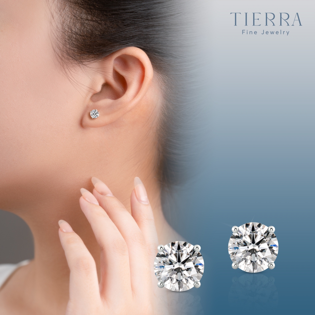 [CHAT TRƯỚC KHI ĐẶT] Bông Tai Tierra Stud BBT1103, Vàng Trắng 10K/ 14K, Với Thiết Kế Đơn Giản, Sang Trọng