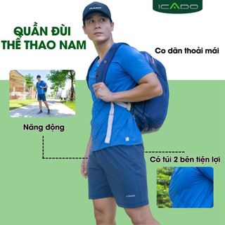 Quần Thể Thao Nam Ngắn ICADO AT26 Quần Đùi Tập Gym Chạy Bộ Nam Vải Co Giãn, Thoáng Khí thegioidotap