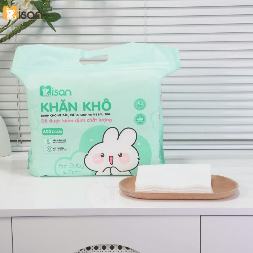 Khăn khô đa năng Misan 600g siêu thấm hút, mềm dịu êm, thích hợp với làn da nhạy cảm của bé