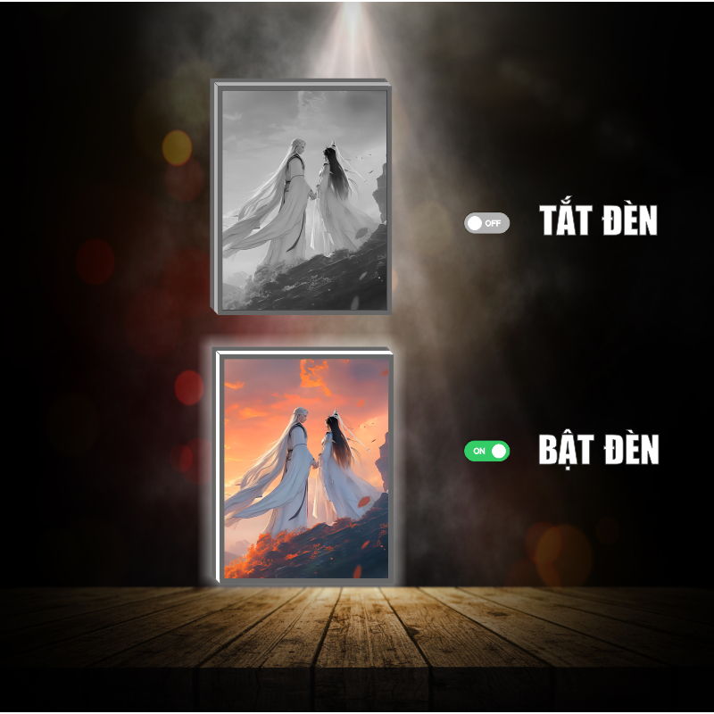 Tranh đèn led 3D đổi màu Tiên Nghịch - Vương Lâm x Lý Mộ Uyển - Tranh đèn led 3D  trang trí bàn làm việc, đèn ngủ