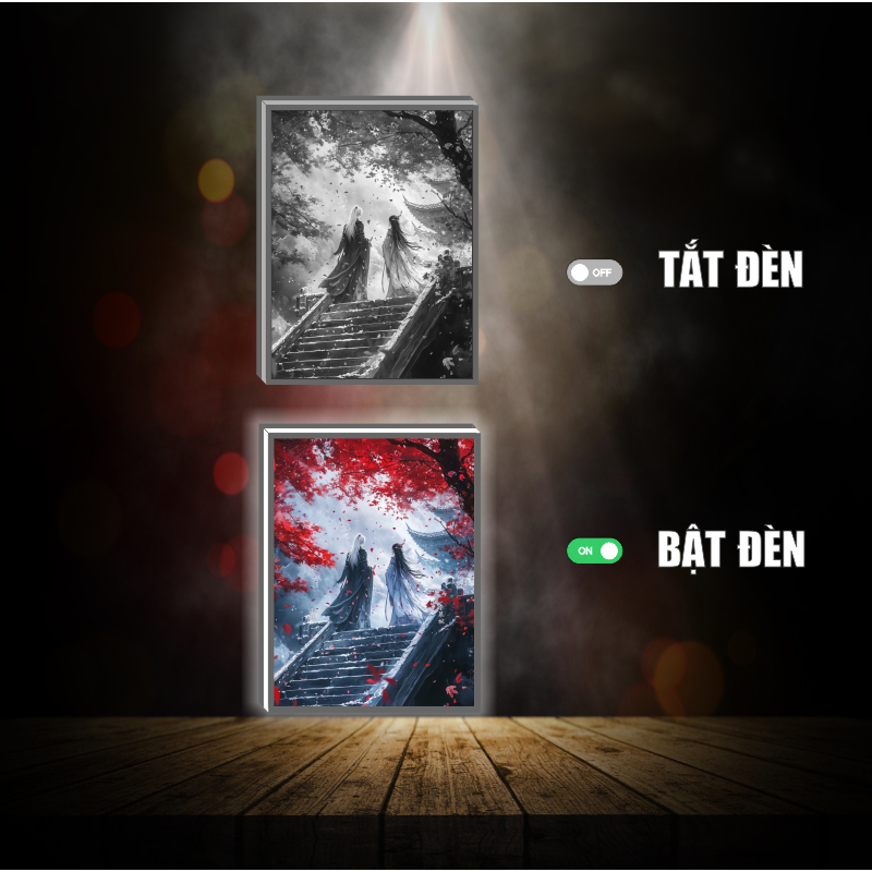 Tranh đèn led 3D đổi màu Tiên Nghịch - Vương Lâm x Lý Mộ Uyển - Tranh đèn led 3D  trang trí bàn làm việc, đèn ngủ