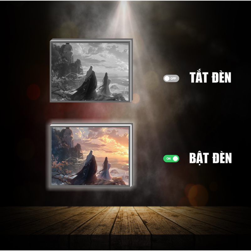 Tranh đèn led 3D đổi màu Tiên Nghịch - Vương Lâm x Lý Mộ Uyển - Tranh đèn led 3D  trang trí bàn làm việc, đèn ngủ
