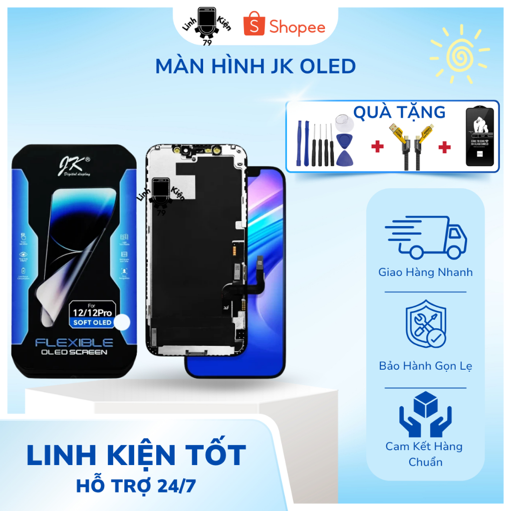 Màn Hình JK  Ép Được Kính, Phôi Dẻo,Màn Được Test Kỹ , Hiển Thị Đẹp . Dùng Từ X Đến 15pm , Màn Chất Bảo Hành 6 Tháng | BigBuy360 - bigbuy360.vn