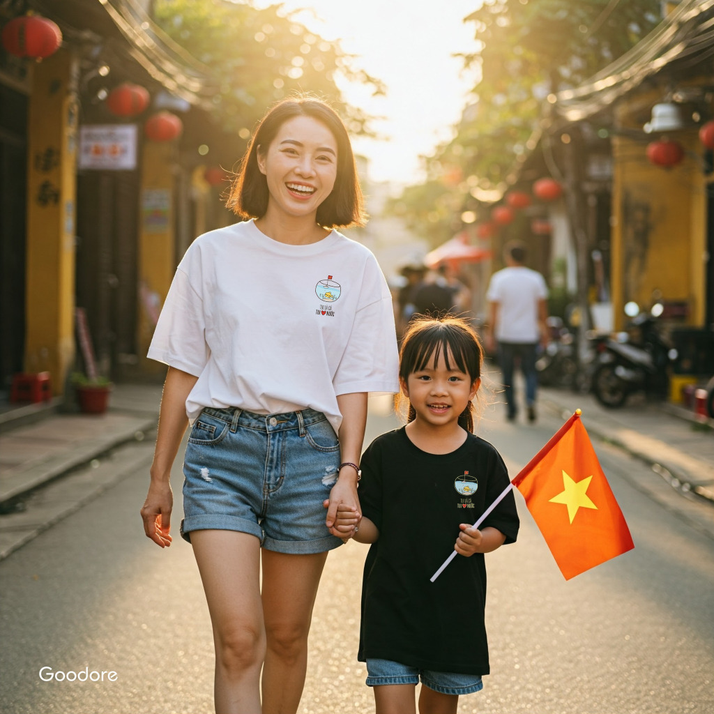 Áo thun cotton unisex nam nữ Goodore Cá Cool Mini thoáng mát năng động form Oversize