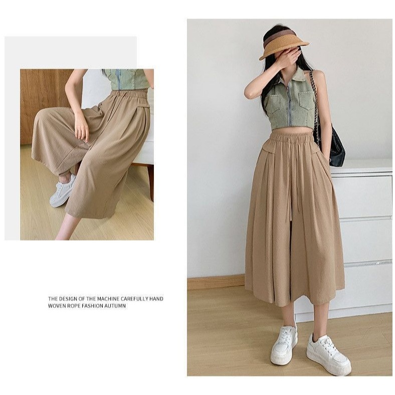 Quần Ống Rộng Nữ, Quần Lửng Nữ Chất Liệu Đũi Xốp Phong Cách Hàn Quốc Cá Tính LQ018